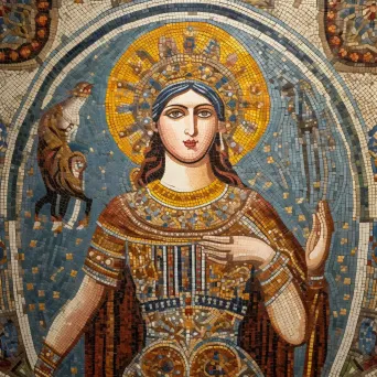 Rich and intricate representation of Goddess Cybele in Byzantine mosaic style - Image 2