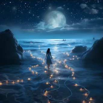 Mysterious woman walks on moonlit sea - Image 3