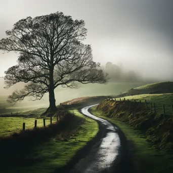 Misty Countryside Road