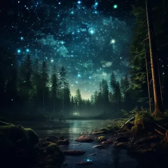 Cassiopeia constellation over mystical forest - Image 1