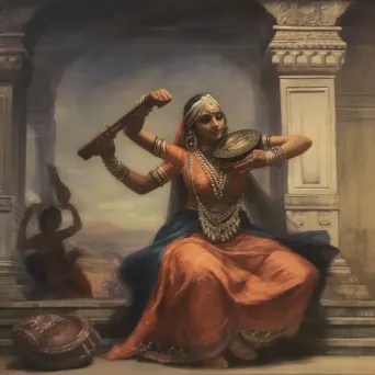 Traditional Indian classical dance with sitar and tabla in the background - Image 3