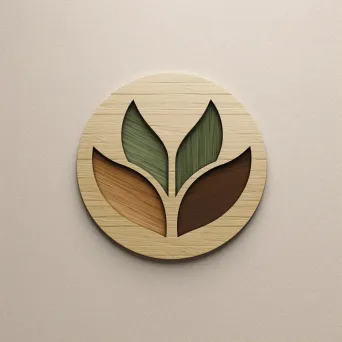 Nature-inspired logo design with leaf icon in green and brown colors - Image 1