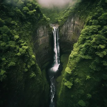 Aerial view of a cascading waterfall and cliffs - Image 2