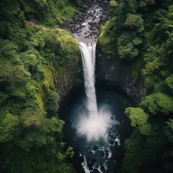 Cascading Waterfall in Lush Greens