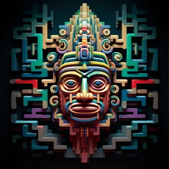 Op-art style illustration of Mayan Kukulkan god descending, creating optical illusion - Image 1