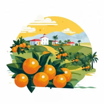 Sunny citrus farm logo with ripe oranges and lemon trees - Image 1