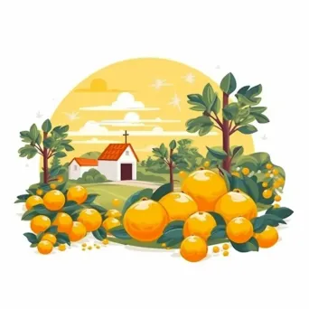 Sunny citrus farm logo with ripe oranges and lemon trees - Image 4