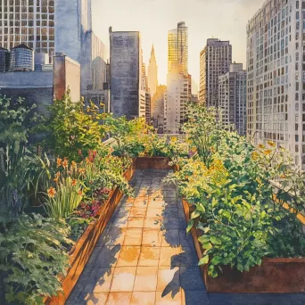 Rooftop Garden at Golden Hour