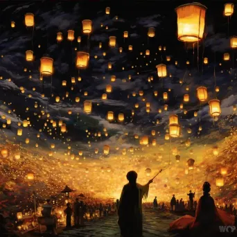 Image of a Lantern Festival with paper lanterns lighting up the night sky - Image 4