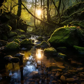 Natural spring with reflections and golden hour light - Image 3