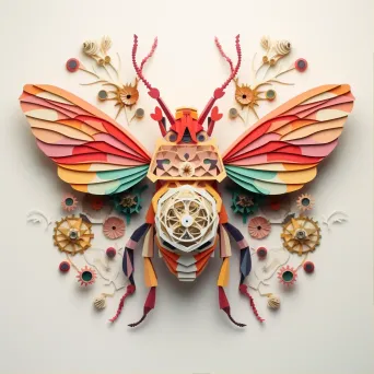 Intricate low poly typography depicting various colorful insects and bugs - Image 1