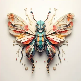 Intricate low poly typography depicting various colorful insects and bugs - Image 4