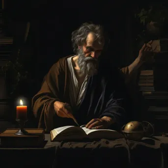 Chiaroscuro painting of a figure in darkness, symbolizing Socratic Ignorance - Image 1