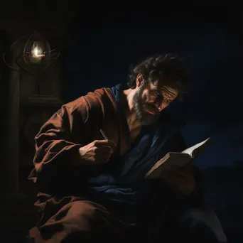 Chiaroscuro painting of a figure in darkness, symbolizing Socratic Ignorance - Image 3