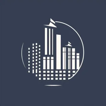 Sophisticated and modern logo for an investment banking firm with a cityscape icon in gray and white - Image 4