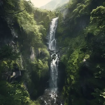 Aerial view of a waterfall in a dense forest - Image 2