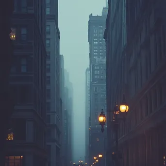 Foggy Cityscape at Dawn