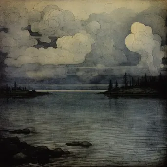 Lake landscape with approaching summer thunderstorm - Image 3