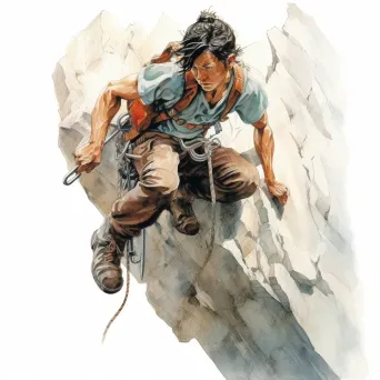 Climber Scaling Rocky Cliff - Image 1