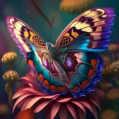 Image of a butterfly on a colorful flower - Image 1