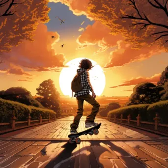 Teenager Skateboarding in Park at Sunset - Image Generated - Image 3