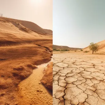 Drought-stricken landscape under scorching sun, depicting climate change effects - Image 1