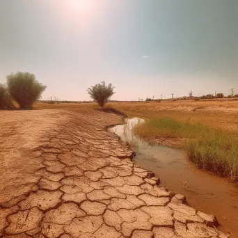 Drought-stricken landscape under scorching sun, depicting climate change effects - Image 4