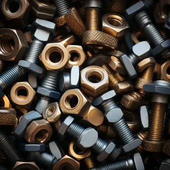 Metal nuts and bolts forming geometric patterns - Image 2