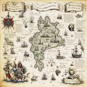 Old-world style cartography showcasing pirate