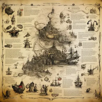 Old-world style cartography showcasing pirate