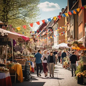 Vendors at a traditional Easter market with fresh produce and crafts - Image 2