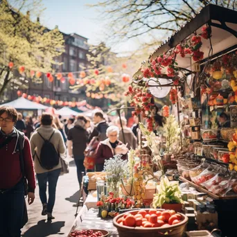 Vendors at a traditional Easter market with fresh produce and crafts - Image 3