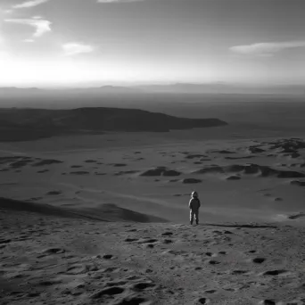 Lone astronaut floating in space gazing at a distant planet - Image 1