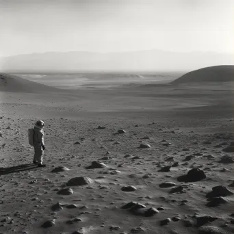 Lone astronaut floating in space gazing at a distant planet - Image 3