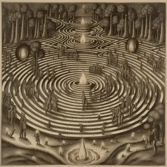 Candlelit Labyrinth with Mystical Symbol