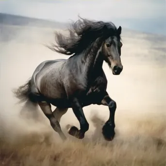 Image of a wild horse galloping in a meadow - Image 4