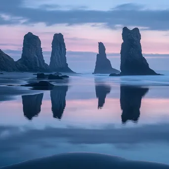 Coastal sea stacks at dusk with pastel colors - Image 3