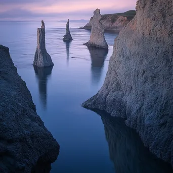 Coastal sea stacks at dusk with pastel colors - Image 4