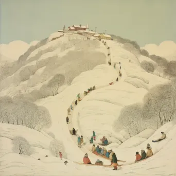 Children sledding on snow-covered hill - Image 3