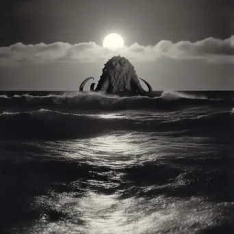 Gigantic sea monster emerging under moonlight - Image 4