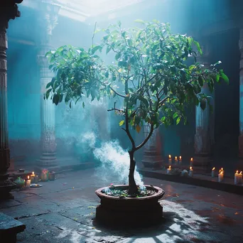 Sacred Fig Tree in Temple Courtyard