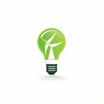 Minimalist logo with a wind turbine silhouette transforming into a light bulb, in green and white. - Image 1