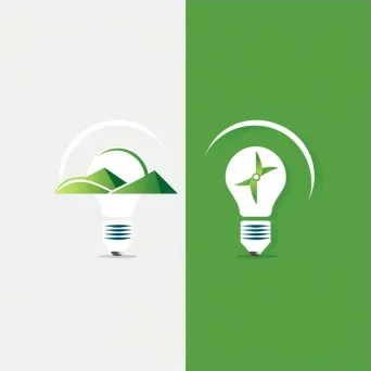 Minimalist logo with a wind turbine silhouette transforming into a light bulb, in green and white. - Image 3