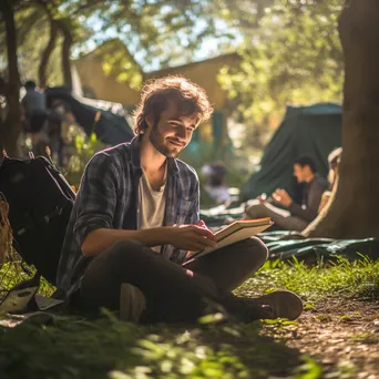 Freelancer sketching outdoors in a sunlit park - Image 4