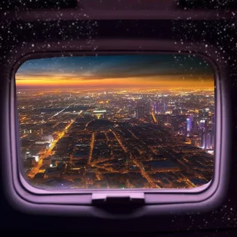 City lights sparkling at dusk seen from airplane window - Image 3