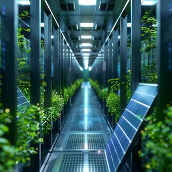 Sustainable server room with solar panels and green lighting. - Image 3