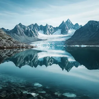 Reflection of a glacier in crystal-clear waters - Image 1