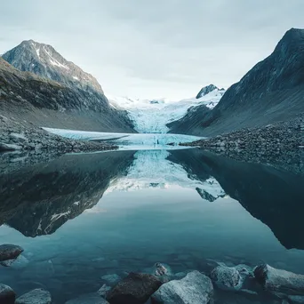 Reflection of a glacier in crystal-clear waters - Image 3