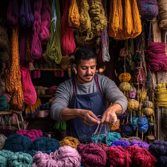 Artisan dyeing wool with natural ingredients in a rustic workshop - Image 2