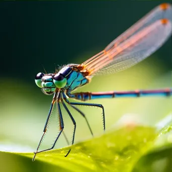 Damselfly on a blade of grass in extreme close-up - Image 3